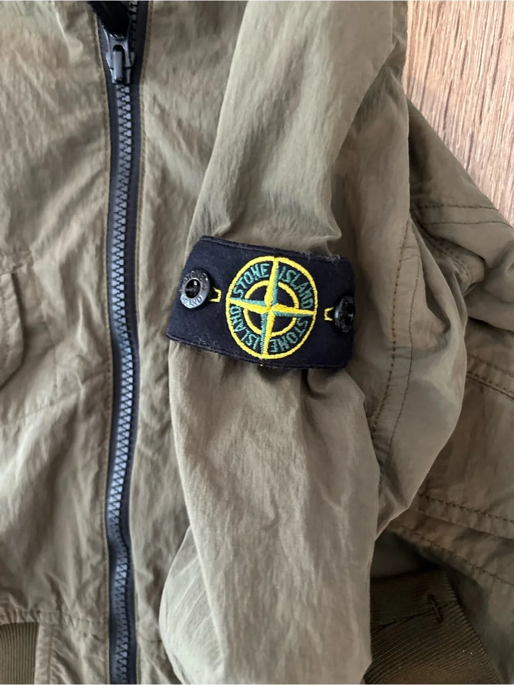 Stone Island Junior Olive Green Bomber Puffer Lightweight Lined Jacket Sz 6
